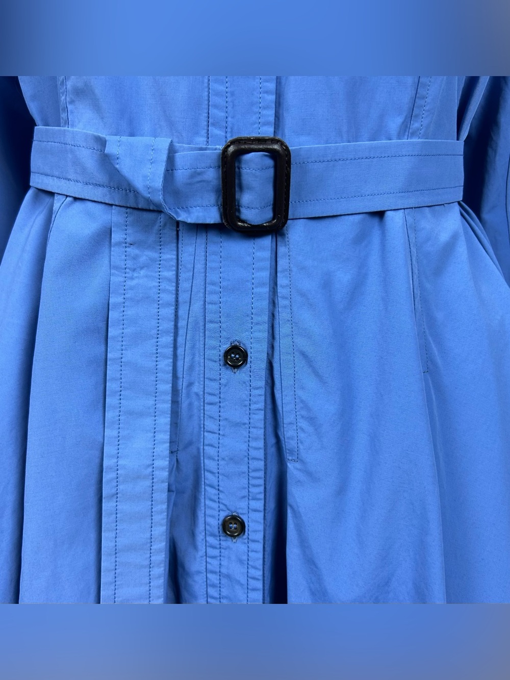 ’S MaxMara Belted Midi Shirt Dress Size 6 Blue Pockets Button Front Preppy - Picture 13 of 16